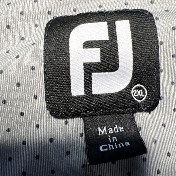 FootJoy FJ Performance Polo Golf Shirt Men’s XXL Gray Navy Polka Dot Stretch - Picture 3 of 8